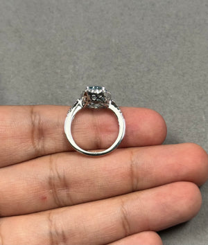 0.26 Ct Diamond & 2.25 Ct AA Oval Aquamarine Ring 14K White Gold, Elegant Blue Gemstone Engagement or Cocktail Ring