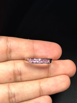 0.90 Ct 2.5 mm AAA Princess Cut Pink Sapphire Stackable Wedding Band 14K White Gold, Dainty Pink Gemstone Ring