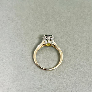 Peridot & Diamond Halo Ring 14K Yellow Gold | 2.15–2.68 ct Peridot + 0.53 ct Diamonds | Oval Green Gemstone Ring