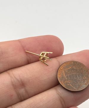14K gold pre notched earring setting with friction post