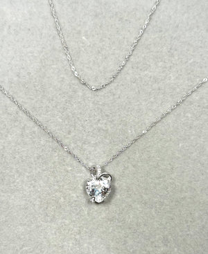 Heart White Topaz Pendant 14K White Gold | 9mm Topaz + Diamond Accent | 3.00 ct Natural Gemstone Necklace with 18” Chain