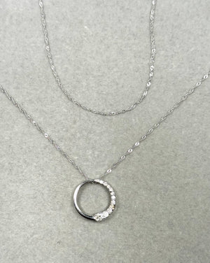 Diamond Circle Journey Pendant 14K White Gold | 0.20–0.25 ct Round Diamonds | 18” Chain | SI2–I1 Clarity I-J Color