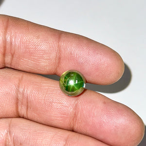 Lab Created Green Star Sapphire | Round Drilled Beads 8–10mm | Transparent