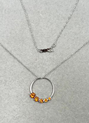 Citrine journey circle pendant in 14K white gold