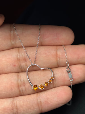 Citrine Journey Heart Pendant 14K White Gold | 0.30–0.50 ct Natural Citrine | 18” Rope Chain Necklace