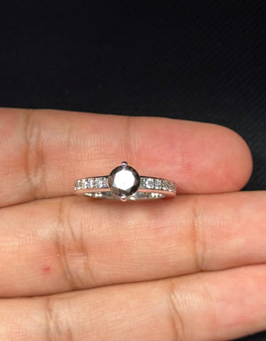 Black Diamond Ring 18K White Gold | 1.00 ct Round Black Diamond + 0.30 ct Accent Diamonds | Prong-Set Women’s Ring