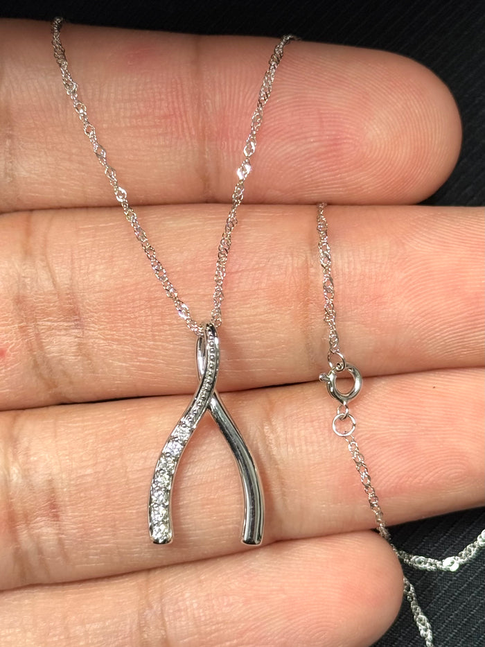 Diamond Pendant 18K White Gold | 0.05–0.09 ct Round Diamonds | Singapore Chain 18 in | Natural SI2–I1 Diamonds