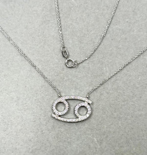 Cancer Diamond Zodiac Pendant in 14K White Gold | 0.43–0.48 CT I-J SI2-I1 | Astrology Necklace | Fine Jewelry Gift for Women