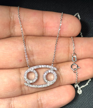 Cancer diamond zodiac pendant in 14K white gold
