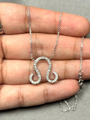 Leo diamond zodiac pendant in 14K white gold