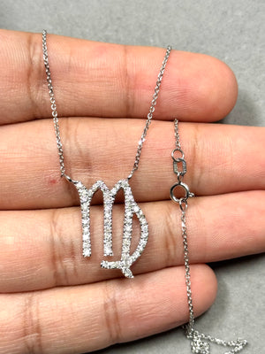 Virgo Diamond Zodiac Pendant in 14K White Gold | 0.45–0.50 CT I-J SI2-I1 | Astrology Necklace | Birthday Gift for Virgo Women