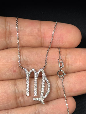 Virgo Diamond Zodiac Pendant in 14K White Gold | 0.45–0.50 CT I-J SI2-I1 | Astrology Necklace | Birthday Gift for Virgo Women