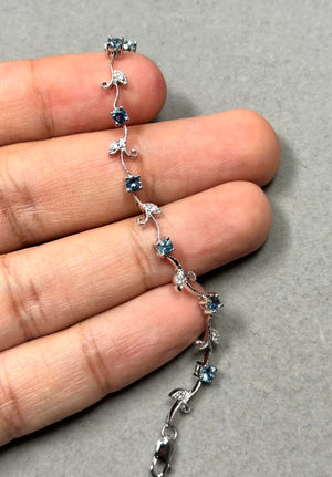 Aquamarine & Diamond Bud-Leaf Bracelet | 14K White Gold Jewelry