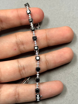 Black & White Diamond Bracelet 5.75 CT in 14K White Gold | 7.5 Inch Women’s Tennis Bracelet | Luxury Fine Jewelry Gift