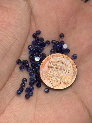 Lab Blue Sapphire Round Cabochon Flat Back 2.5mm Parcel | Loose Blue Gemstones Available in 10pcs Lots for Jewelry Making