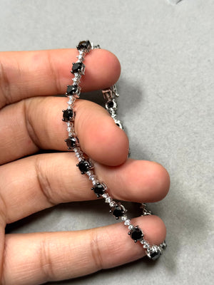 Black and white diamond bracelet in solid 14K white gold