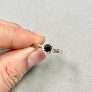 0.60 Ct Black & White Diamond Ring | Round Black Diamond | Sterling Silver | Womens Fashion Ring