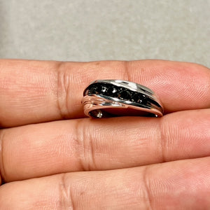 Black Diamond Fashion Ring | 925 Sterling Silver | Channel Set Round Diamonds | Women’s Ring Size 10