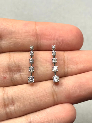 SI2–I1 Diamond Five-Stone Journey Earrings 14K White Gold, Elegant White Gold Diamond Earrings