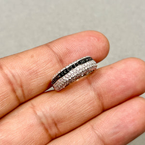 3/4 CT Black & White Diamond Ring in 14K White Gold | 23 AA Black Diamonds + 103 White Diamonds | Women’s Fashion, Anniversary Gift