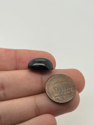 Natural Black Tourmaline Oval 16x12mm cabochon gemstone for jewelry making, rings, pendants, wire-wrapping and healing energy protection.