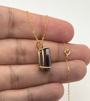 Statement alexandrite necklace yellow gold luxury emerald cut gemstone pendant gift