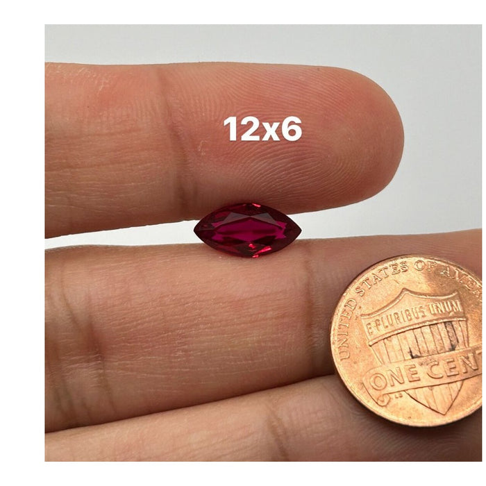 Lab Created Red Ruby Marquise Step Cut 12x6mm