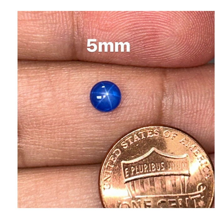 Loose Lab-Created Blue Star Sapphire Transparent Round Cab Available in 5 - 10mm