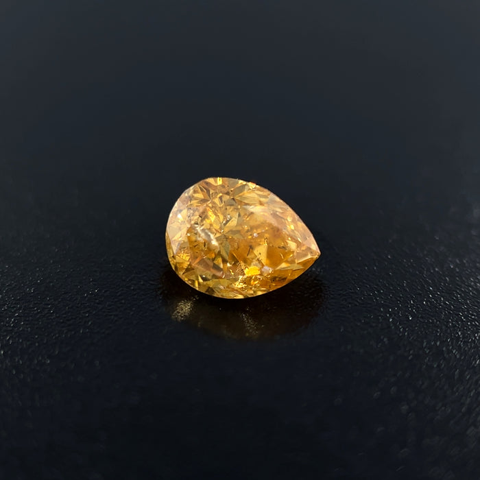 Natural Orangish Yellow Diamond, 5.6x4.2mm Pear Shape, 0.54ct Loose Fancy Diamond, I2 Clarity, Rare Gem for Engagement Rings, Custom Jewelry