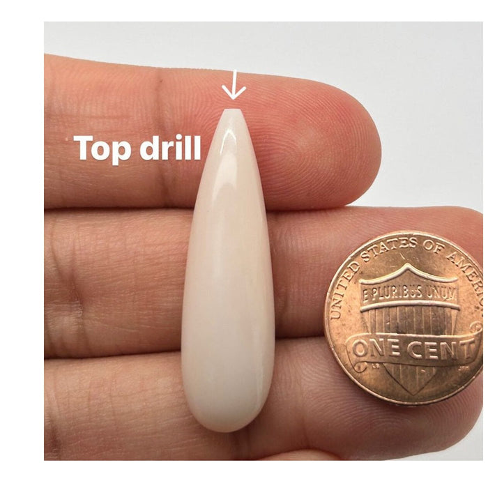 Pink Opal Pear Shape Top Drill Only 36x11MM