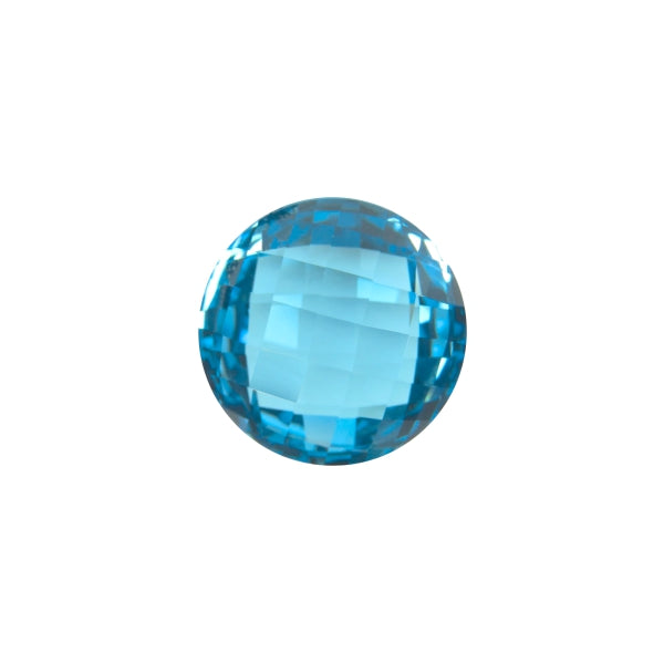 Loose Round Double Checkered Swiss Blue Topaz Gemstone