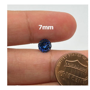 Synthetic Blue Sapphire Round Concave Cut 7mm