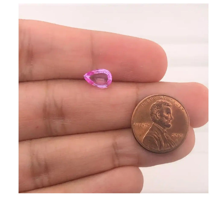 Synthetic Pink Sapphire Pear Cabochon Cut