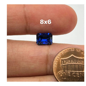 Synthetic Blue Sapphire Emerald Concave Cut 8x6mm