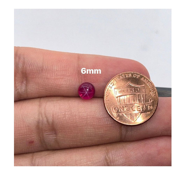 Loose Transparent Lab-Created Star Ruby Gemstone - 5mm -10mm Round Cab