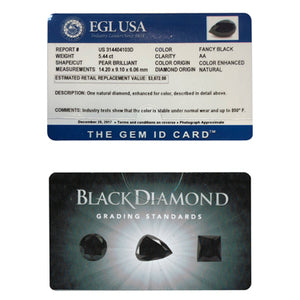 5.45ct Pear Shape Fancy Black Diamond | Color-Enhanced | VS1 Clarity 14x9mm Loose Diamond for Ring, Pendant or Custom Jewelry