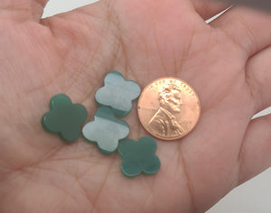 Green Agate Onyx Four Leaf Clover Gemstone Cabochon | Natural Green Clover Stone | Lucky Charm Jewelry Making | 8mm-14mm