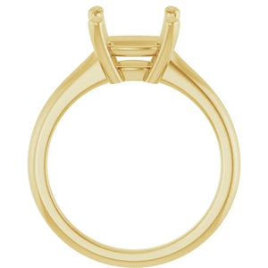 14K Yellow 9x7 mm Emerald Solitaire Engagement Ring Mounting