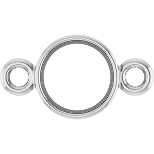 14K gold round bezel set link connector for fine jewelry