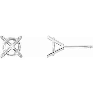 14K gold 4 prong stud earring setting 2.5mm to 8.5mm