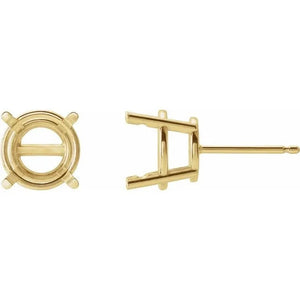 14K gold pre notched earring setting with friction post
