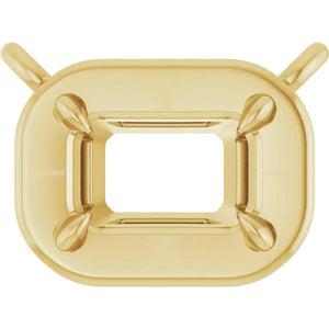 14k gold emerald cut necklace setting for gemstone