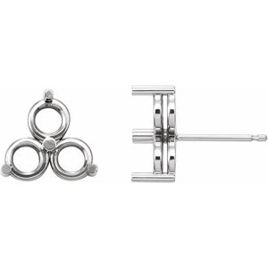 round three stone earring mount for 1.5mm to 4.5mm stones