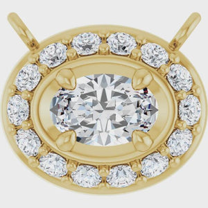 round accent halo pendant mounting 14k gold