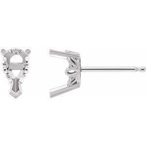 14K Gold Pear Earring Mounting 3-Prong Available in 5x3mm - 12x8mm