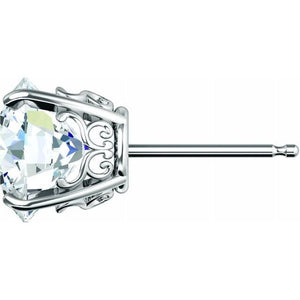 14K Gold Round 4-Prong Vintage-Inspired Scroll Earring Mounting Available in 5mm - 16mm