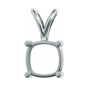 14K Gold Cushion 4-Prong Pendant Mounting Available in 5x5mm - 8x8mm