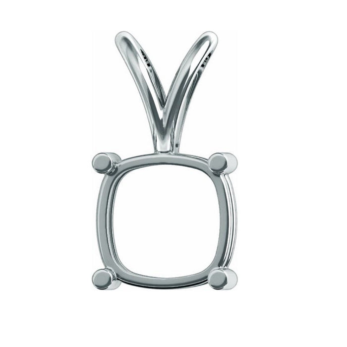 14K Gold Cushion 4-Prong Pendant Mounting Available in 5x5mm - 8x8mm