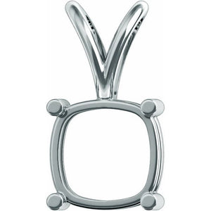 14K Gold Cushion 4-Prong Pendant Mounting Available in 5x5mm - 8x8mm