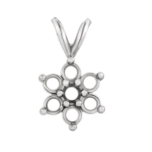 14K Gold Round 7-Stone Cluster Pendant Available in 1.7MM - 4.1MM